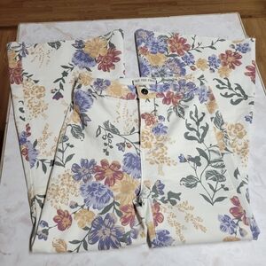 Free People We The Free Youthquake Crop Floral Print Pants Boho High Rise Sz 25